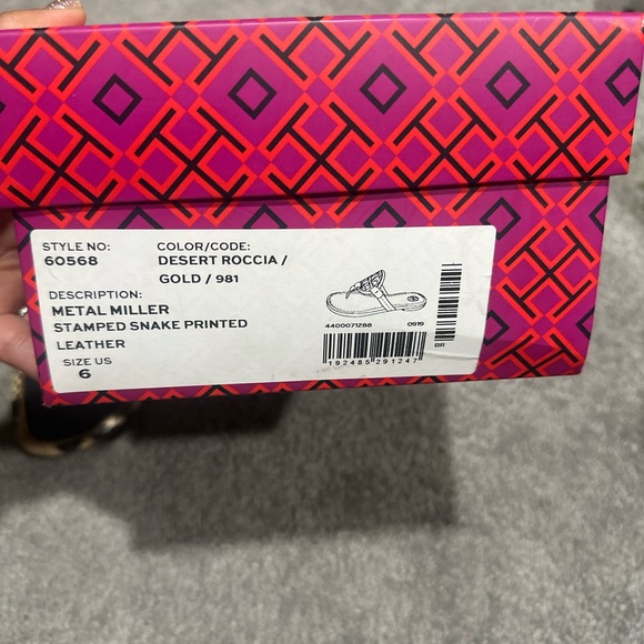 TORY Burch Metal Miller Sandals Women 6
Snake Print Metallic Gold Logo with box - Picture 2 of 4